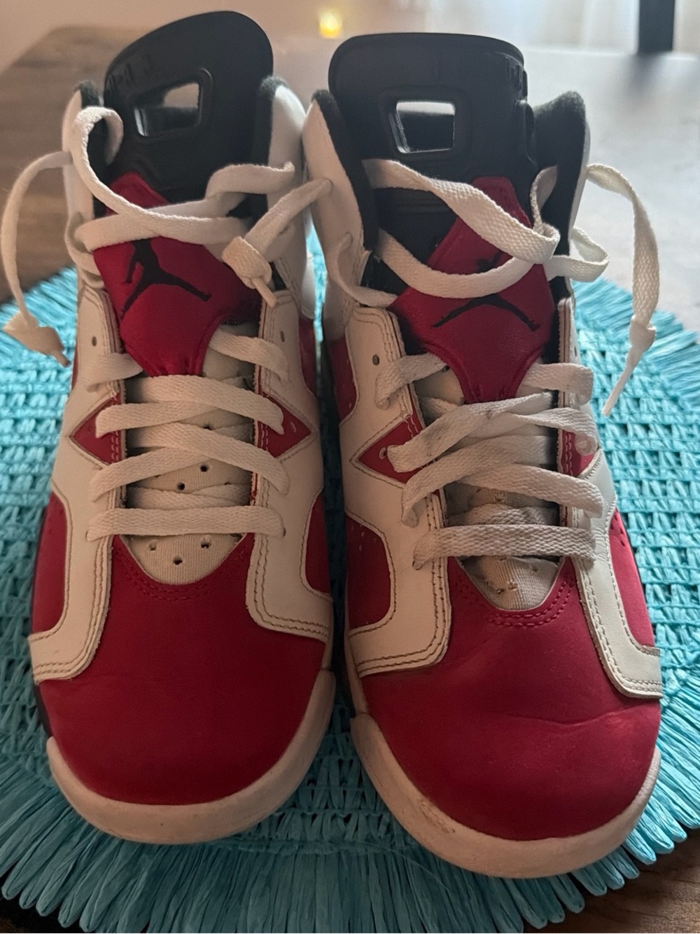 Jordan Kids' 6 Retro Red and White High-Top Sneakers